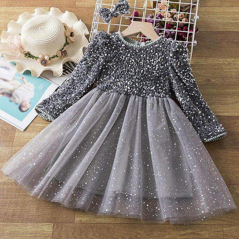 Long sleeve sequin tulle dress sale
