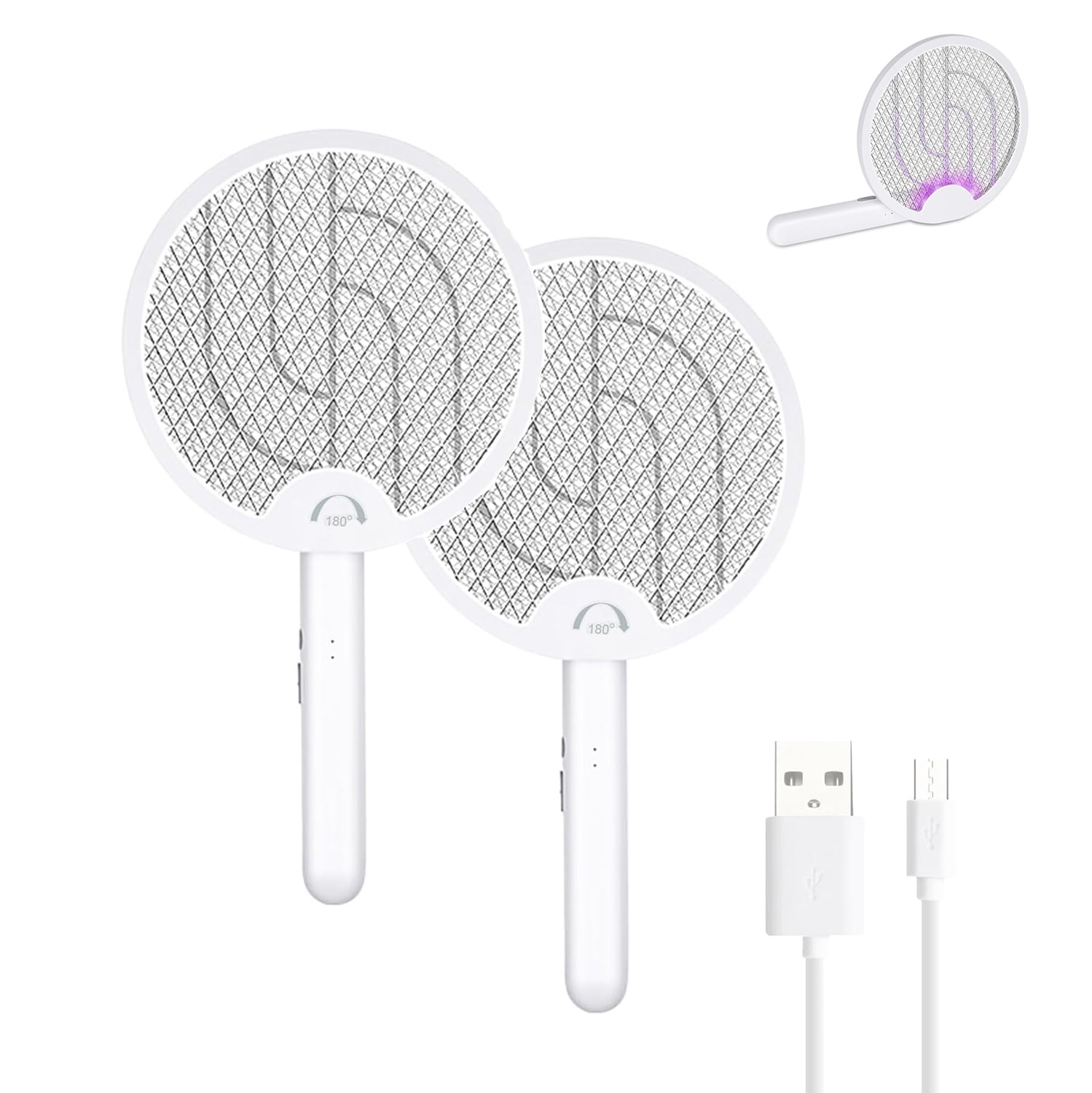 XZtimes 4000V Electric Fly Swatter USB Rechargeable Bug Zapper Racket with 1200mAh Battery