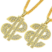 Yekepal Mens Gold Dollar Sign Necklace, 28 Inch Hip Hop Chain, Large Pendant Money Jewelry