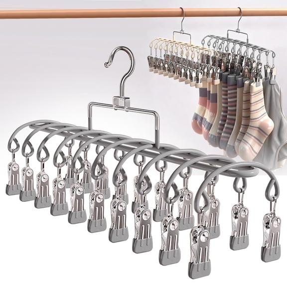 XaTanion Hooks,Portable Travel Laundry Rack 20 Rustproof Clip Stainless Clothesline Holder For Underwear Sock Drying Portable Outdoor Sock Clothesline Wall Hooks