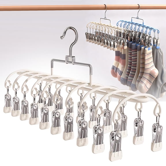 XaTanion Hooks,Portable Travel Laundry Rack 20 Rustproof Clip Stainless Clothesline Holder For Underwear Sock Drying Portable Outdoor Sock Clothesline Wall Hooks