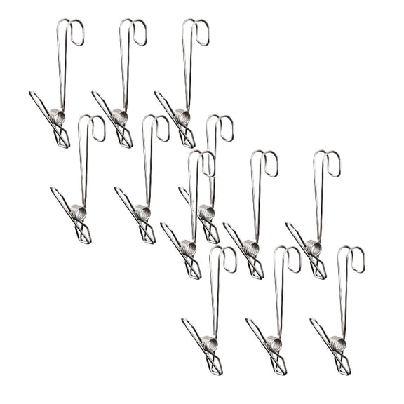 XaTanion Hooks,Stainless Clothespins With Hooks Metal Laundry Clips Windproof Clothes For Hanging Towels Quilts Socks Multi Purpose Utility Clips For Organizing And Storage Wall Hooks