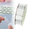 thumbnail image 1 of XaTanion Lace Tape Roll Of Glitter Tape Lace Flower Pattern Self Adhesive Sticker Colorful Decorative Masking For Scrapbooking Card Making Crafts Frames Planner,Silver,2.32 Inch, 1 of 9