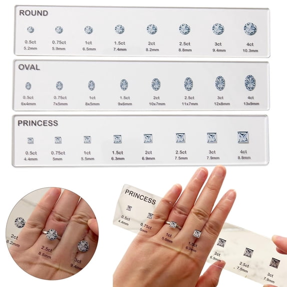 XaTanion Measuring Tools,Size Shape Sizer Kit – Engagement Ring Size Comparison Tool For Round Oval Shape(Clear)