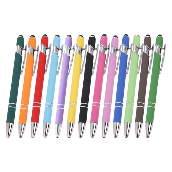 XaTanion Metal Gel Pen Ballpoint Pen with Stylus Tip,1ml Black Bullet Core and Study Pen,Multicolor(13PC),5.63 inch