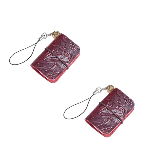 XaTanion Notebook,Super Mini Pocket Notebook Creative Cowhide Handmade Jewelry Notepad Multi Purpose Mini Leather Ledger 2PCS