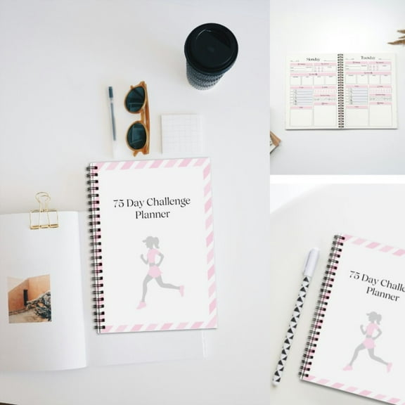 XaTanion Office Supplies,75 Day Journal & Challenge Planner: Daily For Your Diet Plans & With Daily Checklists And Prompts For Beginners(Pink)