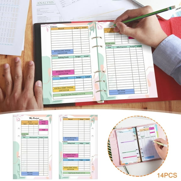 XaTanion Office Supplies,A6 Planner Sheets And Budget Sheets Monthly Weekly Planner Insert Pages 6 Hole Expense Or A6 Planner Cover Budget Bill Savings Organizer(Green)