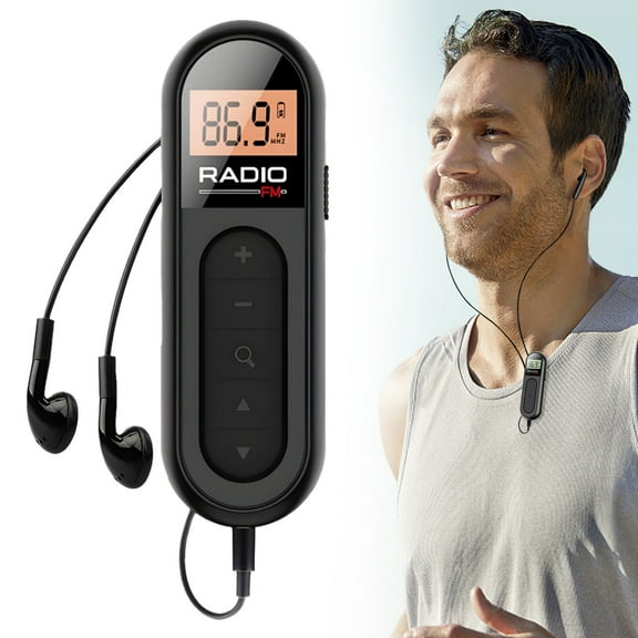 XaTanion Office Supplies,FM Portable Radio Rechargeable Pocket Radio With Reception Digital Tuning LCD Screen Belt Clip Stereo Sound Earphone Jack For Gym Jogging Walking Camping(Black)