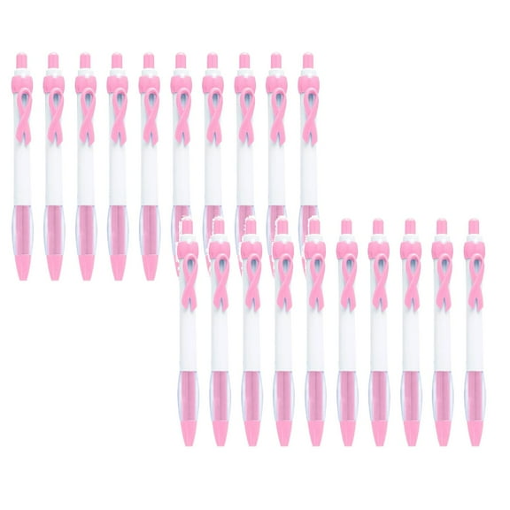XaTanion Pen,10 Pcs Ribbon Retractable Gel Roller Pen Breast Cancer Awareness Ribbon Pen Point Breast Cancer Pens Plastic Gel Ballpoint Pens For Women Gift 10ML(Pink) 2PCS