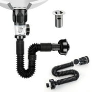 XaTanion Sink Drain Kit Drain Pipe Kit Bathroom Drain Kit With Flexible Expandable P Trap Flexible Drain For Bathroom And Kitchen For 1 1/4'' & 1 1/2'' Drain Hole,Black,11.61-38.77 Inch