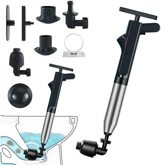 XaTanion Toilet Plunger High Pressure Air Drain Clog Remover Plungers for Bathroom with Real Time Barometer Unclogger Kitchen Shower Pipe,Black,29.2*4.7 inch