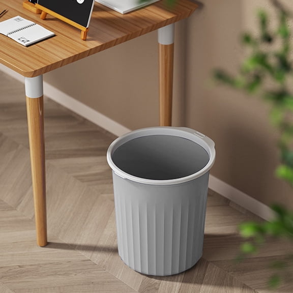 XaTanion Trash Can 8L Trash Can With Pressing Ring Plastic Wastebasket Round Garbage Container For Bathroom Kitchen Bedroom,GY1,21.5*23.5CM