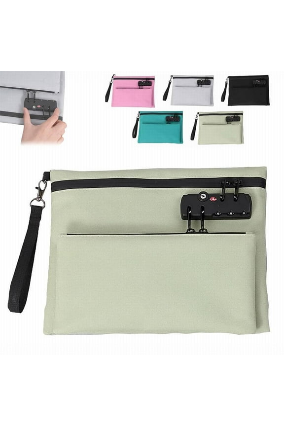 Travel Lock Bag Bag with Lock and Zipper Double Layer Anti Handbag with Combination Men & Women's Locking Accessories for Id Valuable Storage,GN1,11.4*8.6 inch