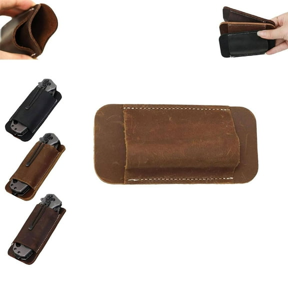 XaTanion tool bag,Retro Belt Carrying Leather Scabbard Horizontally Handmade Leather Holster Pocket Folding Holder For Belt Horizontal Carry Leathers For Belts(Brown)