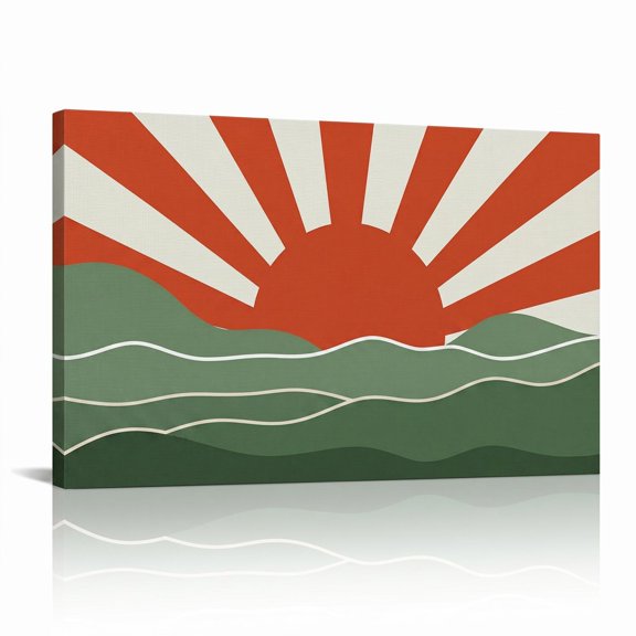XaaKee Art Prints Canvas Wall Art Muted Horizon 0039 Minimalist Vector Landscape Inner Framed 18*12Inch