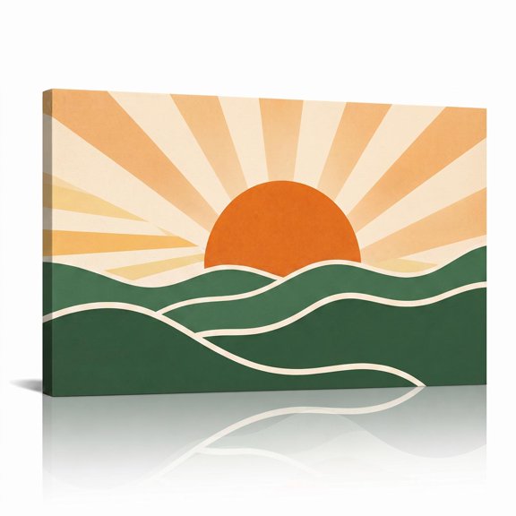 XaaKee Art Prints Canvas Wall Art Sage Wave 0063 Green Ridge Landscape Inner Framed 18*12Inch