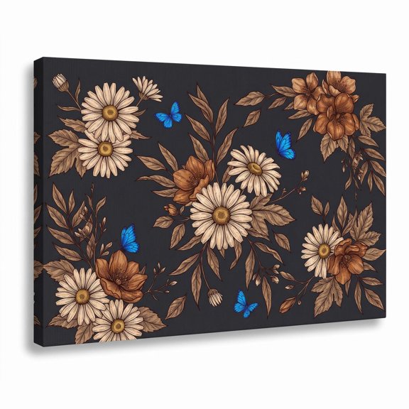 XaaKee Art Prints Chestnut Symphony Vintage Floral Design Autumnal Botanical Illustration Canvas Wall Art Prints Inner Framed 18*12Inch