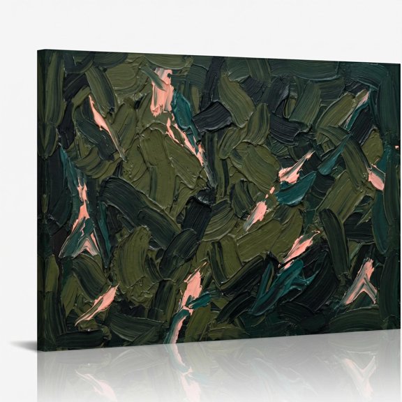 XaaKee Art Prints Deep Olive Abstract Expressionism Contemporary Wall Art Inner Framed 18*12Inch