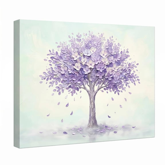 XaaKee Art Prints Lavender And White Textured Tree Art Modern Nature Mural Canvas Art Prints Inner Framed 18*12Inch