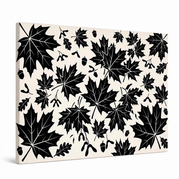 XaaKee Art Prints Maple Leaves Botanical Canvas Wall Art Mid-Century Modern Pattern Inner Framed 18*12Inch