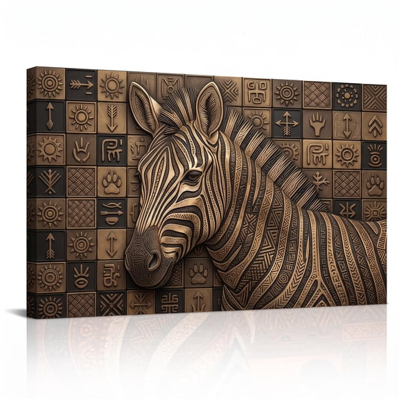 XaaKee Art Prints Textured Gaze Zebra Animal African Style Canvas Wall Art Prints Inner Framed 18*12Inch