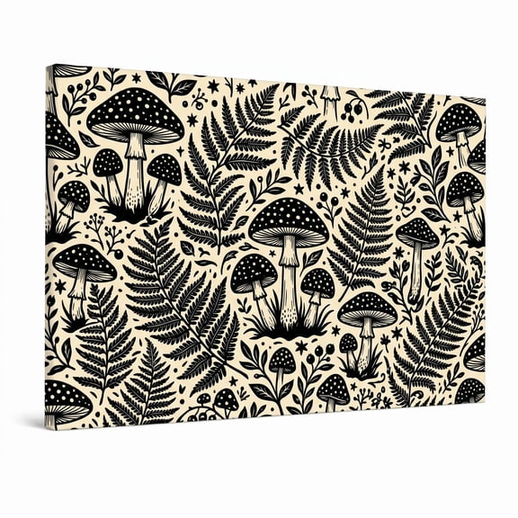 XaaKee Art Prints Toadstools Botanical Canvas Wall Art Flat Vector Canvas Prints Inner Framed 18*12Inch