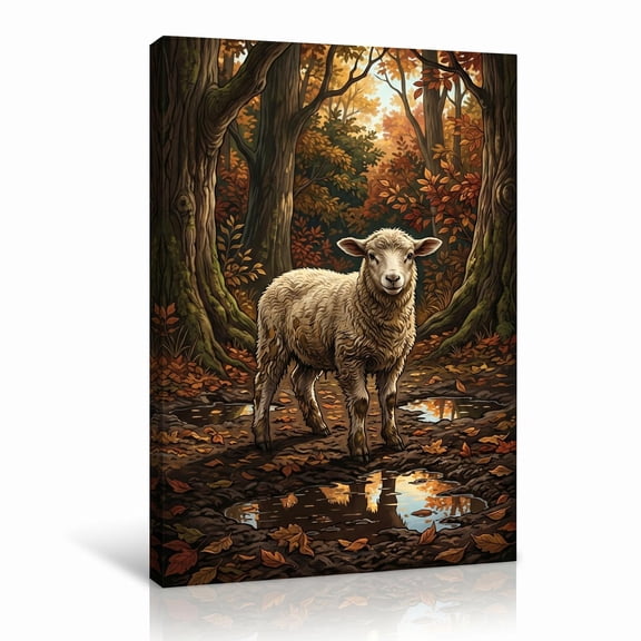 XaaKee Art Prints Wet Wool Forest Depth Canvas Wall Art Prints Inner Framed 18*12Inch