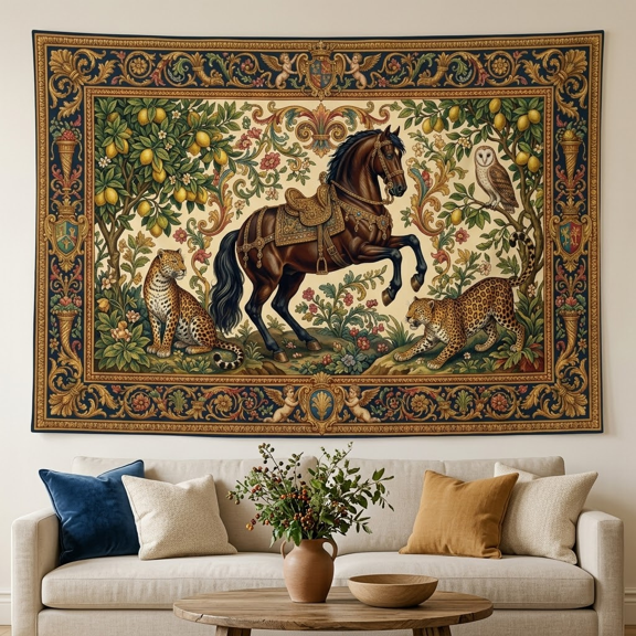 XaaKee Bedroom Tapestry, Rococo Ornamental Style Large Tapestry, High-Quality Polyester Wall Tapestry, Home Art Decor, 60x40Inch