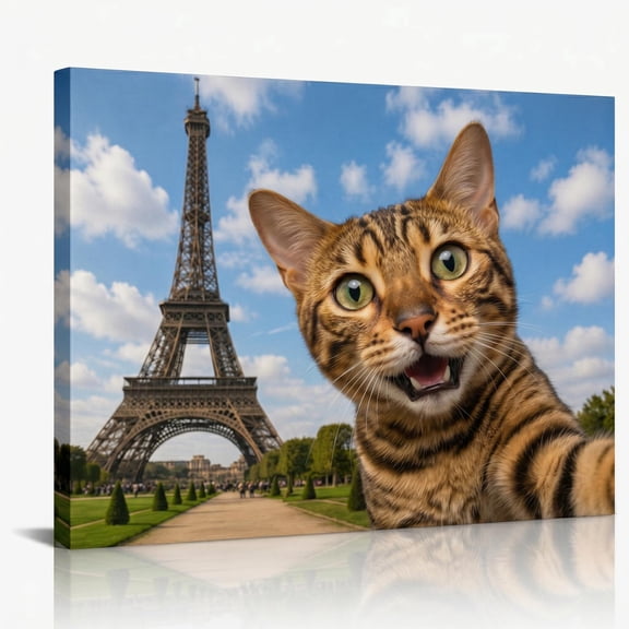 XaaKee Canvas Art Prints Bengal Cat Photorealistic Mural Majestic Background Inner Framed 18*12Inch