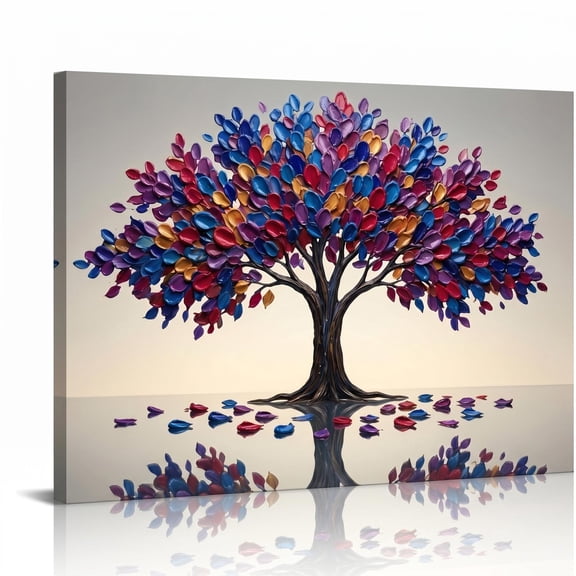 XaaKee Canvas Art Prints Sapphire And Ruby Abstract Botanical Wall Art Modern Expressive Painting Inner Framed 18*12Inch
