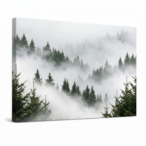 XaaKee Canvas Art Spruce Ridge Serene Forest Canopy Scandinavian Nature Style Wall Art Prints Inner Framed 18*12Inch
