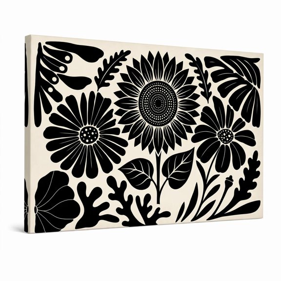 XaaKee Canvas Art Stylized Sunflowers Flat Vector Design Canvas Prints Wall Art Inner Framed 18*12Inch