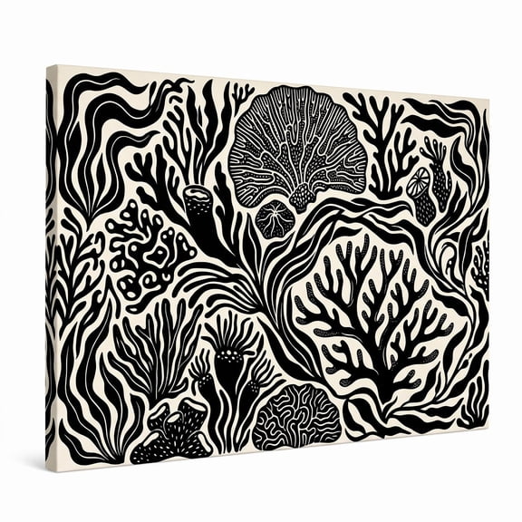 XaaKee Canvas Prints Wall Art Coral Shapes Flat Vector Design Canvas Wall Art Inner Framed 18*12Inch