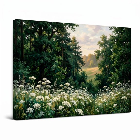 XaaKee Canvas Prints Wall Art Radiant Meadow Serene Woodland Canvas Wall Art Inner Framed 18*12Inch