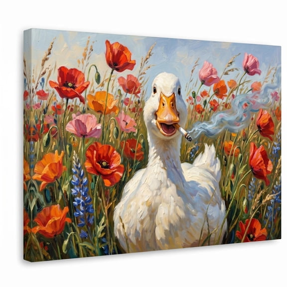 XaaKee Canvas Wall Art Breeze Smoking Duck Portrait Modern Inner Framed 18*12Inch