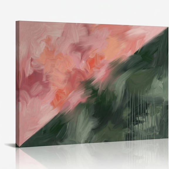XaaKee Canvas Wall Art Diagonal Split Abstract Expressionism Modern Painting Inner Framed 18*12Inch