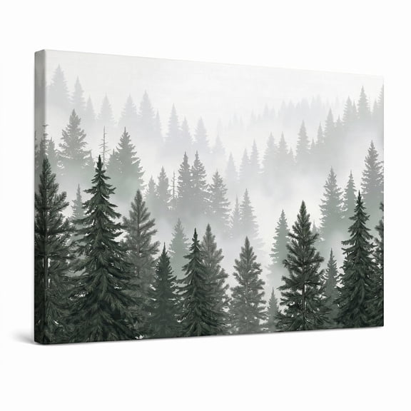 XaaKee Canvas Wall Art Fir Forest Mystical Misty Scandinavian Nature Style Art Prints Inner Framed 18*12Inch