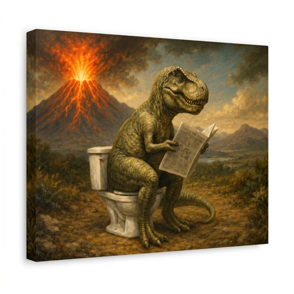 XaaKee Canvas Wall Art Prints Humorous Surrealism Tyrannosaurus Rex Classical Style Quirky Vintage Scene Inner Framed 1812Inch