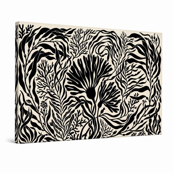 XaaKee Canvas Wall Art Prints Mid-Century Modern Kelp Forest Botanical Illustration Flat Vector Design Floral Pattern Artwork Inner Framed 18*12Inch