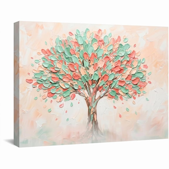 XaaKee Canvas Wall Art Prints Mint Green Leaves Abstract Botanical Textured Tree Art Painting Inner Framed 18*12Inch