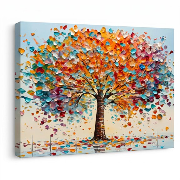 XaaKee Canvas Wall Art Prints Multicolored Canopy Abstract Botanical Oil Painting Style Inner Framed 18*12Inch