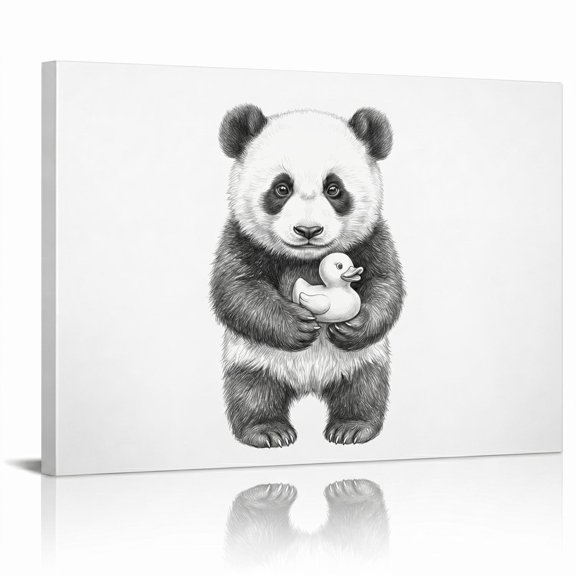XaaKee Canvas Wall Art Prints Panda Cub Whimsical Sketch Illustration Inner Framed 1812Inch