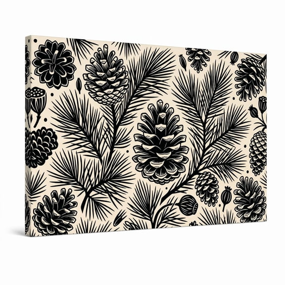 XaaKee Canvas Wall Art Prints Pinecones Botanical Illustration Scandinavian Folk Art Canvas Art Inner Framed 18*12Inch