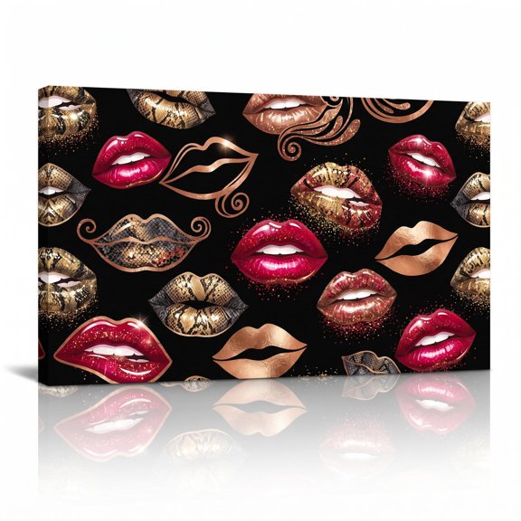 XaaKee Canvas Wall Art Prints Ruby Radiance Lips Contemporary Canvas Prints Wall Art Inner Framed 18*12Inch
