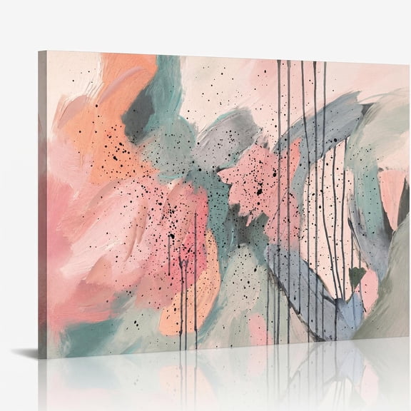 XaaKee Canvas Wall Art Prints Spattered Paint Abstract Expressionism Modern Abstract Painting Expressive Canvas Inner Framed 18*12Inch