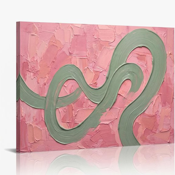 XaaKee Canvas Wall Art Sage Ribbon Abstract Expressionism Modern Painting Inner Framed 18*12Inch