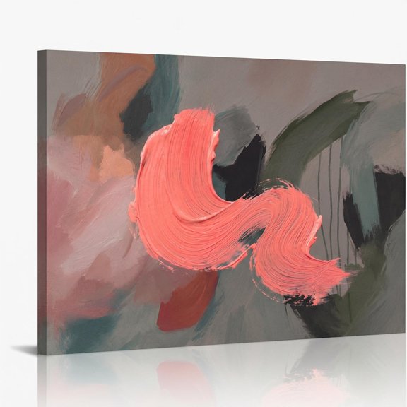 XaaKee Canvas Wall Art Salmon Pop Abstract Expressionism Modern Painting Inner Framed 18*12Inch