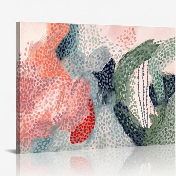 XaaKee Canvas Wall Art Staccato Dabs Abstract Expressionism Modern Painting Inner Framed 18*12Inch