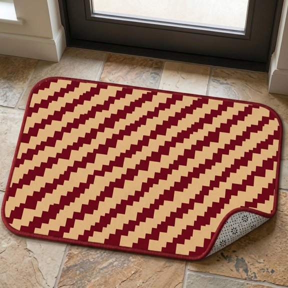 XaaKee Door Mat, Cascading Stepped Geometric Front Door Mat, Non-Slip Rubber Backing Outdoor Doormat For Entryway And Kitchen, 20x31inch